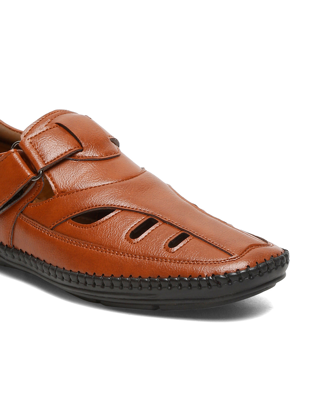 Kosher Tan Roman Faux Leather Men's Casual Sandal