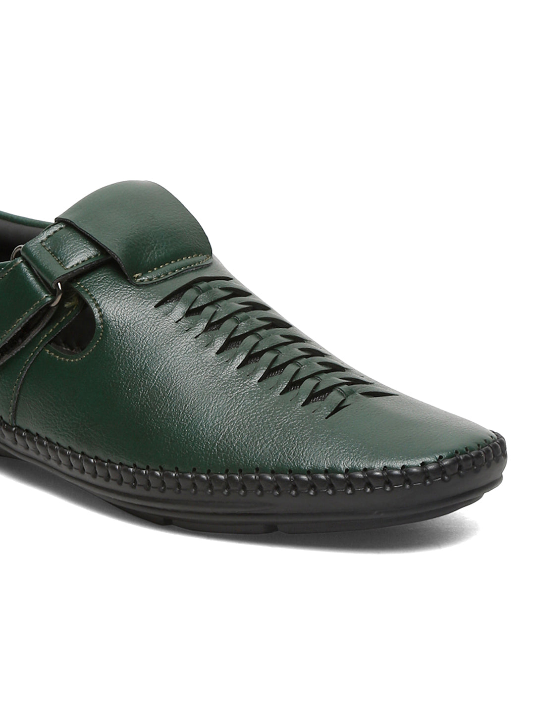 Kosher Green Roman Faux Leather Men's Casual Sandal