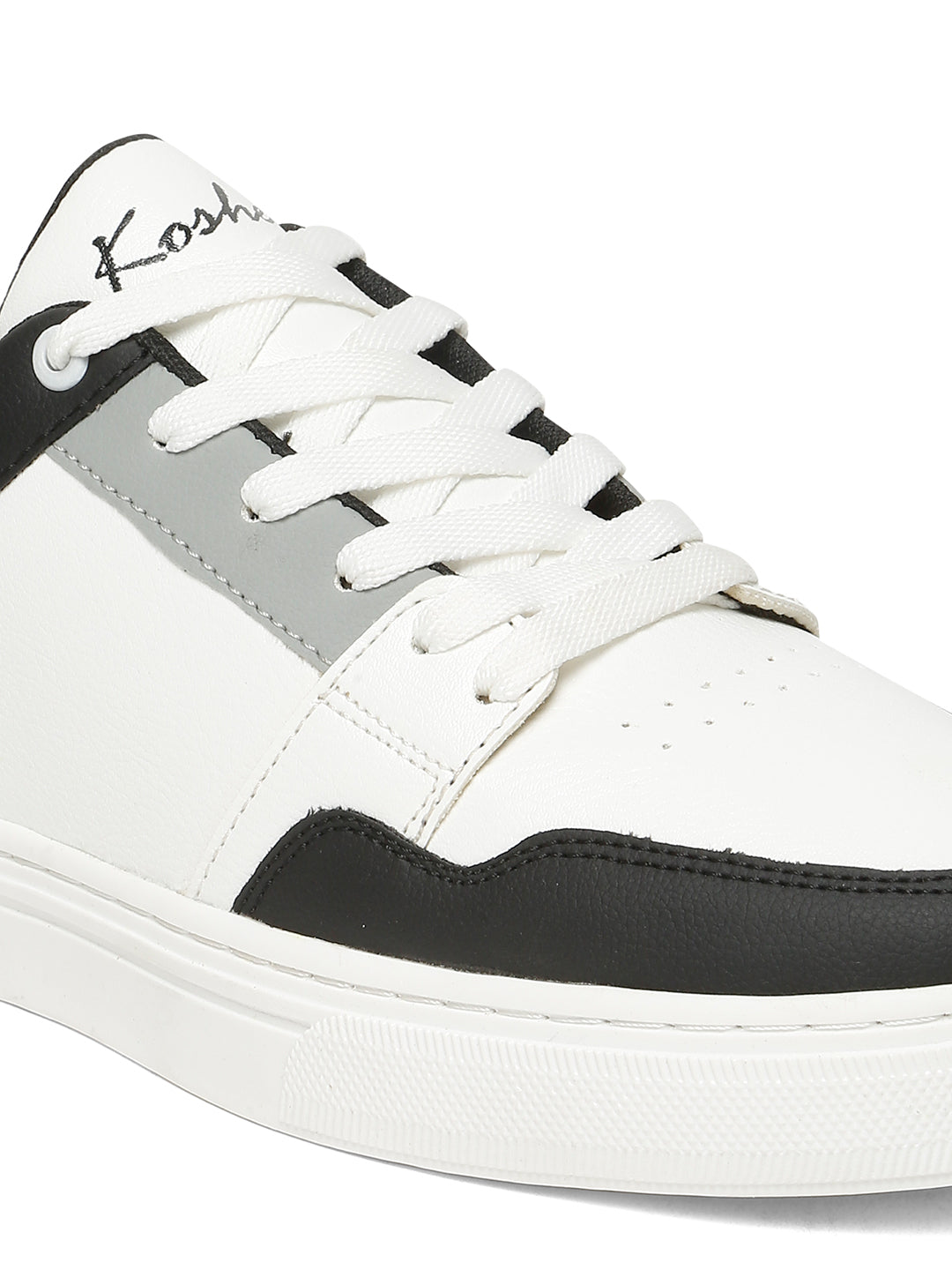Kosher Men's Stylish Sneakers in White, Black & White