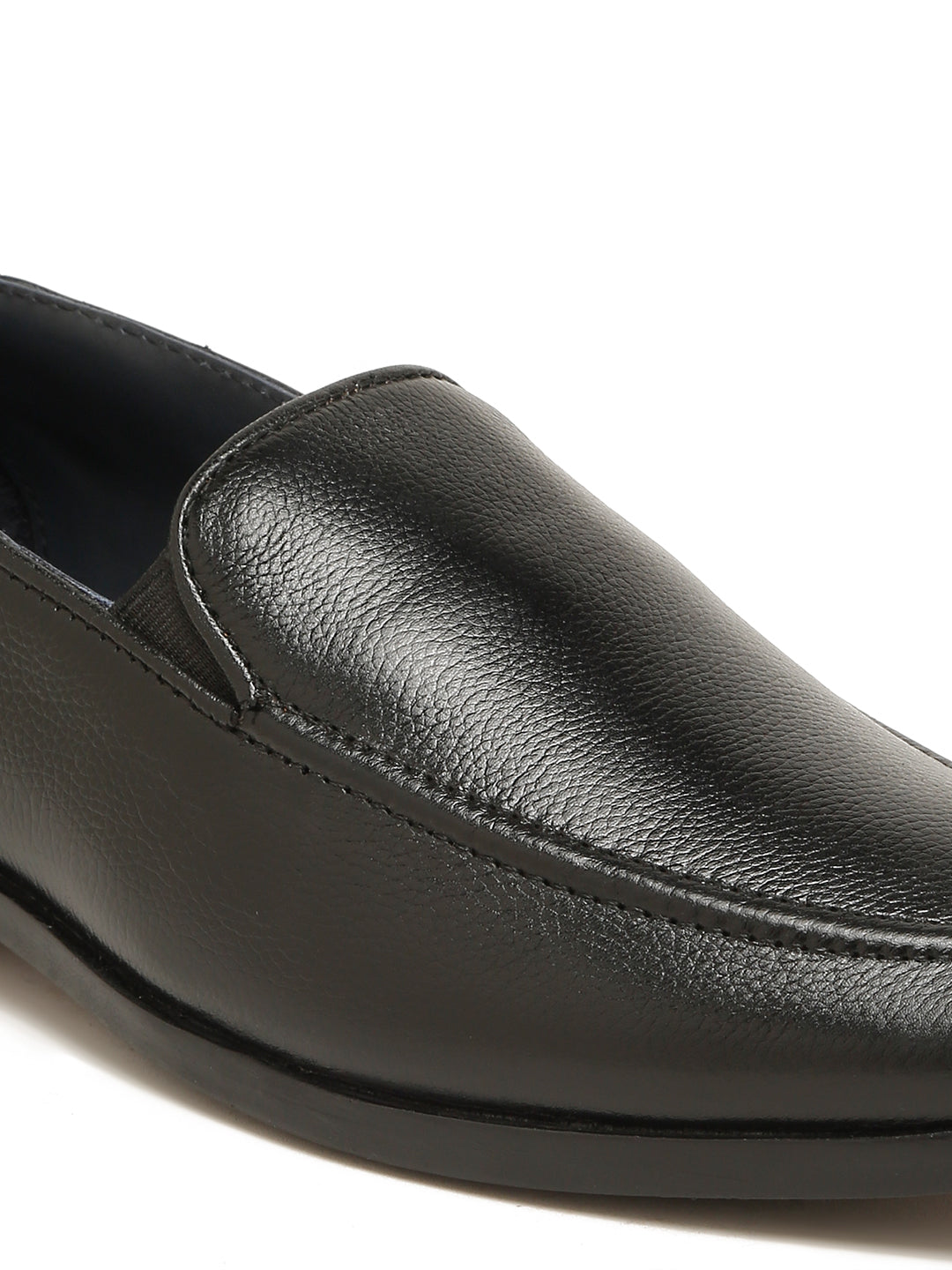 Kosher Men's Black Textured Slip-On Formal Shoes