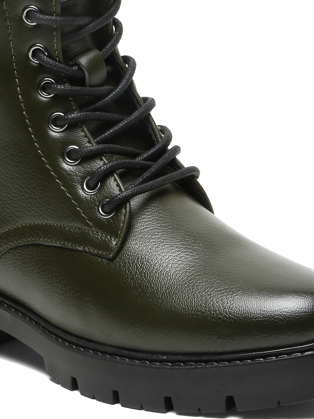 Kosher Elegant Ladies Olive Colour Lace-Up Boots - Stylish & Comfortable