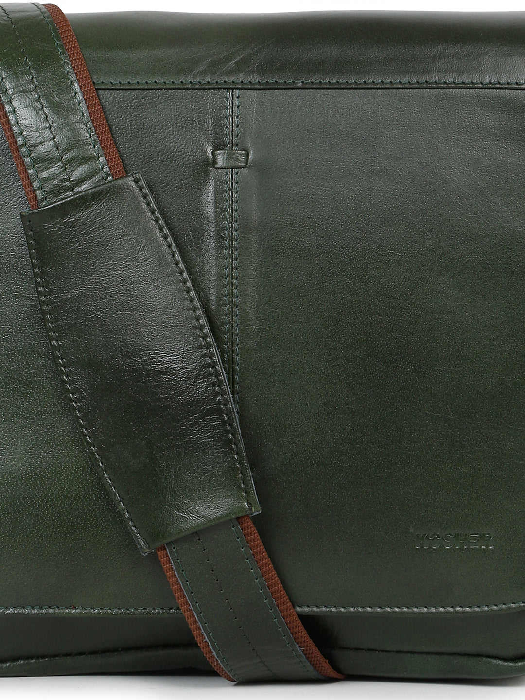 KOSHER Genuine Leather Crossbody Sling Bag – Elegant Green Office & Casual Bag for Men / Women