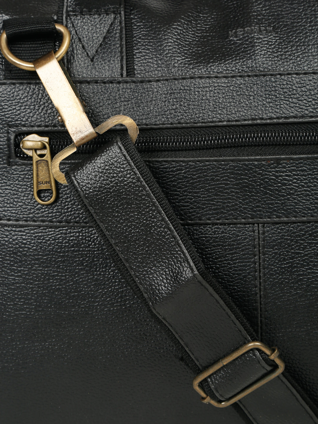 Kosher Premium Black Faux Leather Slim Laptop Messenger Bag for Men / Women