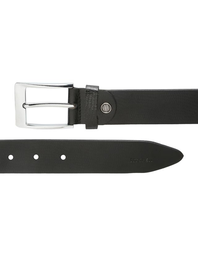 KOSHER Black Color Men's Classic Genuine Leather Belt – Textured With Polished S.S Finish Buckle