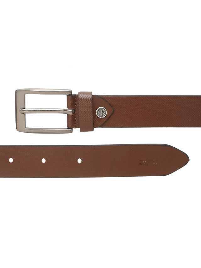 KOSHER Brown Color Men's Textured Genuine Leather Belt With Antiqe Finish Buckle – Elegant Textured Finish Belt