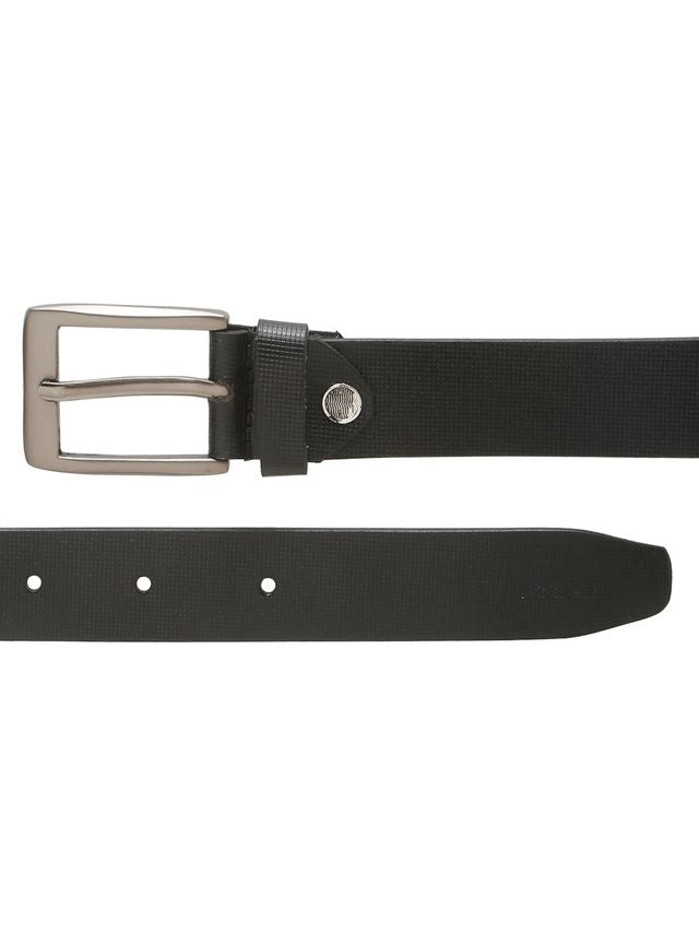 KOSHER Black Color Men's Textured Genuine Leather Belt With Antiqe Finish Buckle – Elegant Textured Finish Belt