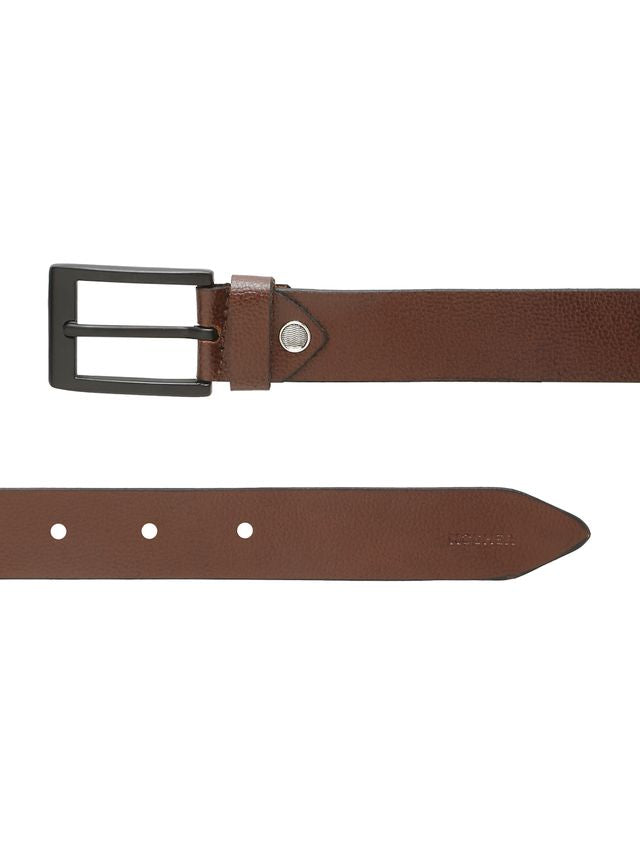 KOSHER Brown Color Men's Classic NDM Genuine Leather Belt with Matte Black Buckle