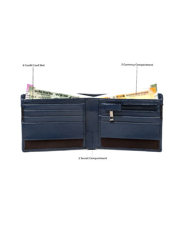 KOSHER Blue Color Premium Soft Leather With Zipp Coin Pocket Wallet for Men's