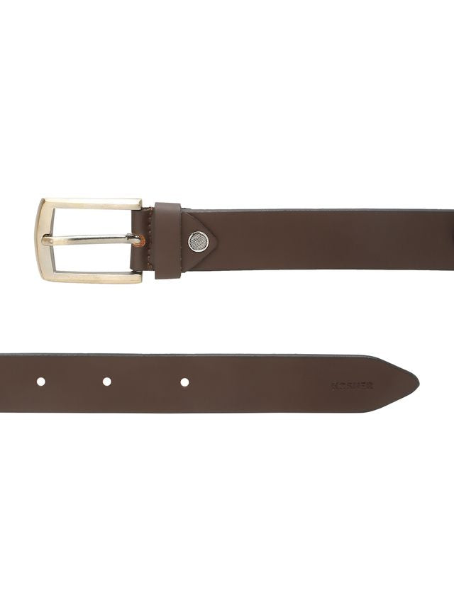 KOSHER Brown Color Men's Genuine Leather Belt with Antique Brass Finish-Buckle