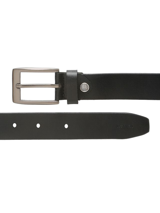 KOSHER Black Color Men's Textured Genuine Leather Belt With Antiqe Finish Buckle – Elegant Textured Finish Belt