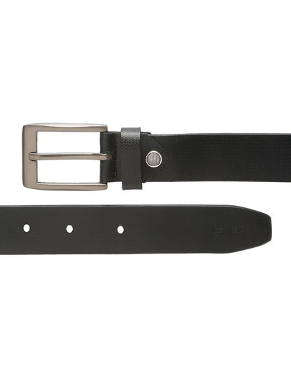 KOSHER Black Color Men's Textured Genuine Leather Belt With Antiqe Finish Buckle – Elegant Textured Finish Belt