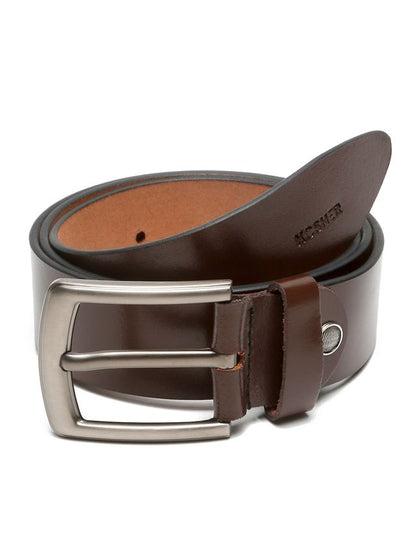 KOSHER Brown Color Men's Classic Leather Belt with Antique Finish Buckle – 100% Genuine Leather Belt