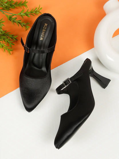 Kosher Women's Green Mules Heels – Elegant Pointed Toe Slip-On Pumps