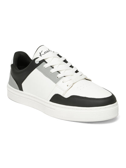 Kosher Men's Stylish Sneakers in White, Black & White