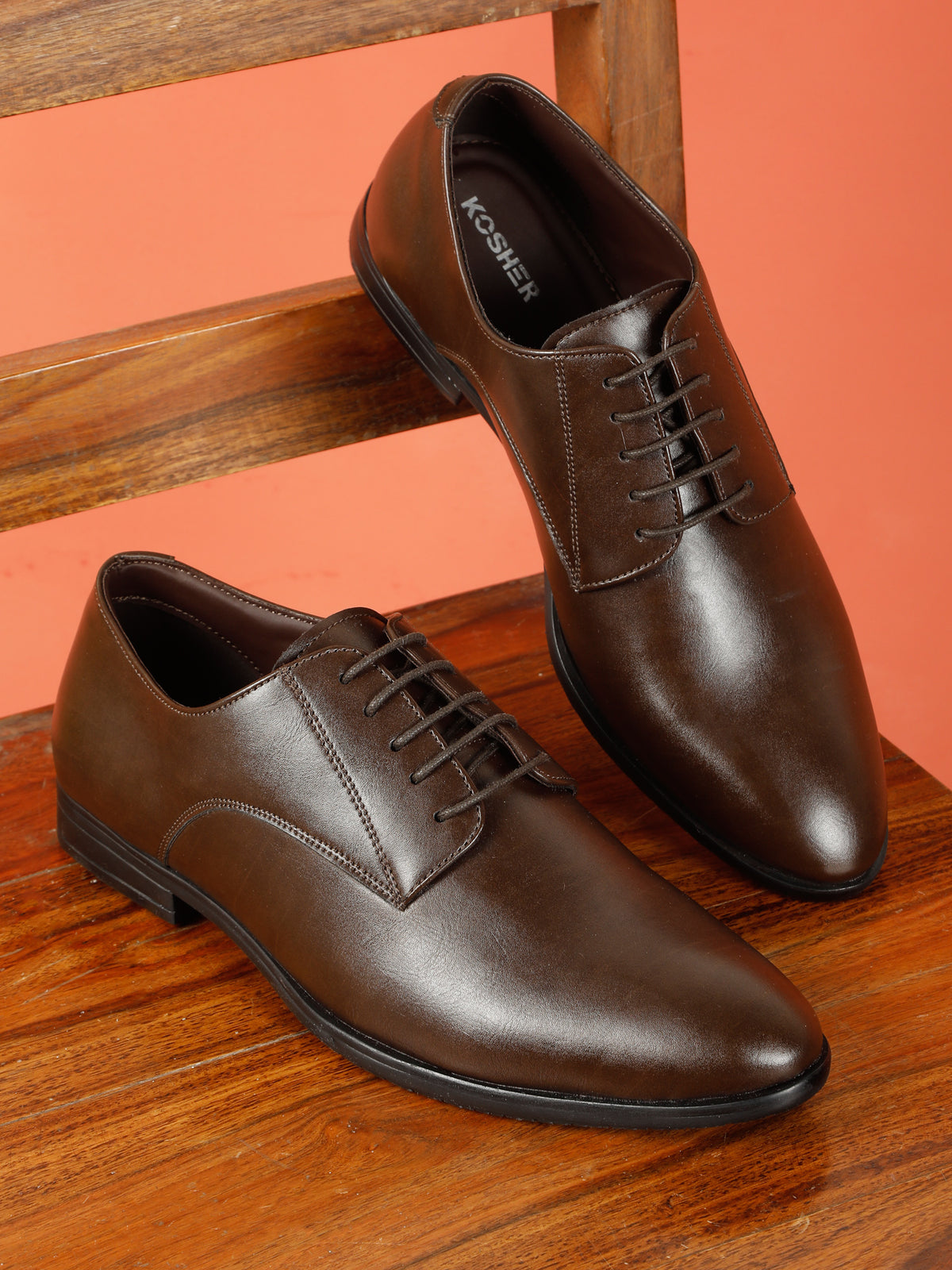 KOSHER Men’s Brown Formal Shoes | Classic Lace-Up Derby Shoes