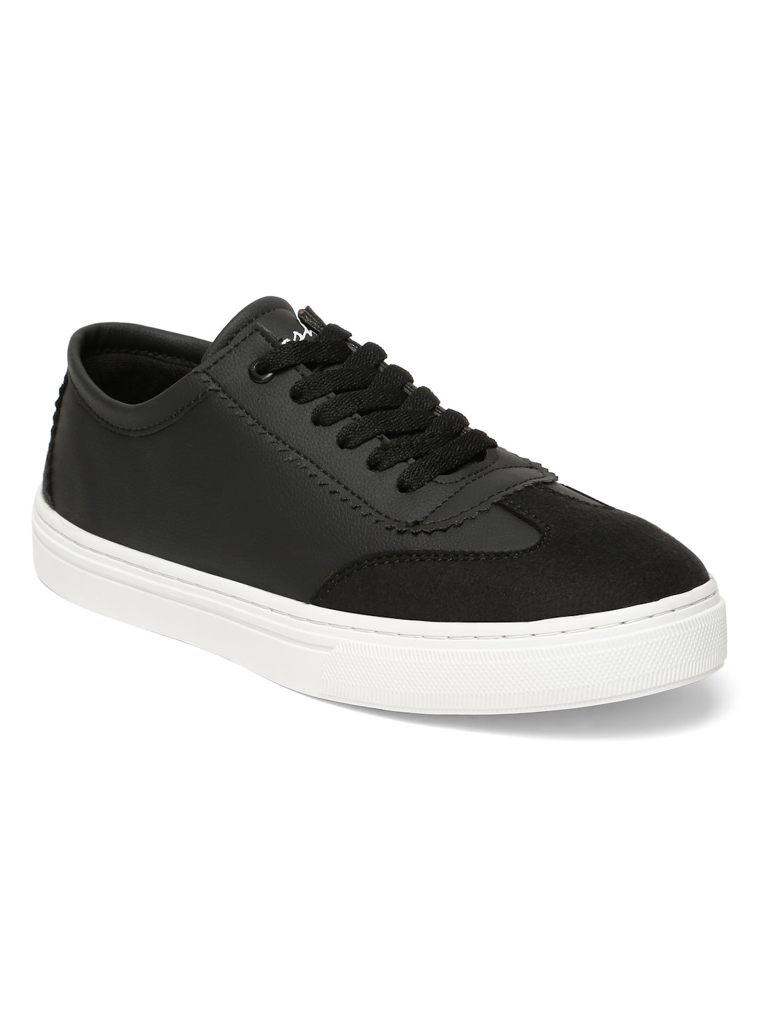 Kosher Black Suede & Synthetic Leather Low-Top Sneakers