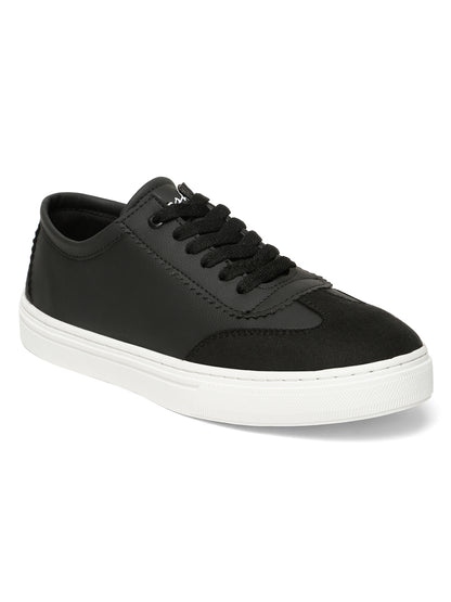Kosher Black Suede & Synthetic Leather Low-Top Sneakers