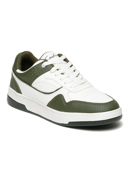 Kosher Olive Green & White Sneakers For Men