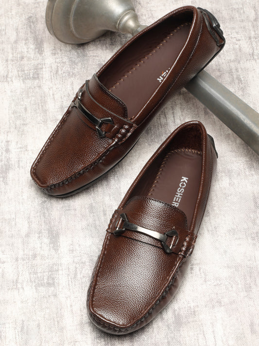 KOSHER Men's Black Synthetic Leather Premium Driving Loafers & Casual Slip-On