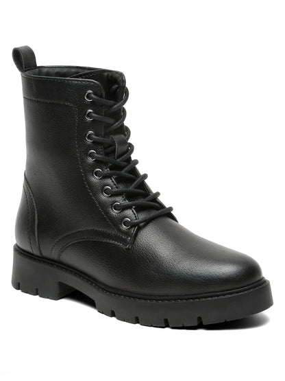 Kosher Elegant Ladies Black Colour Lace-Up Boots - Stylish & Comfortable