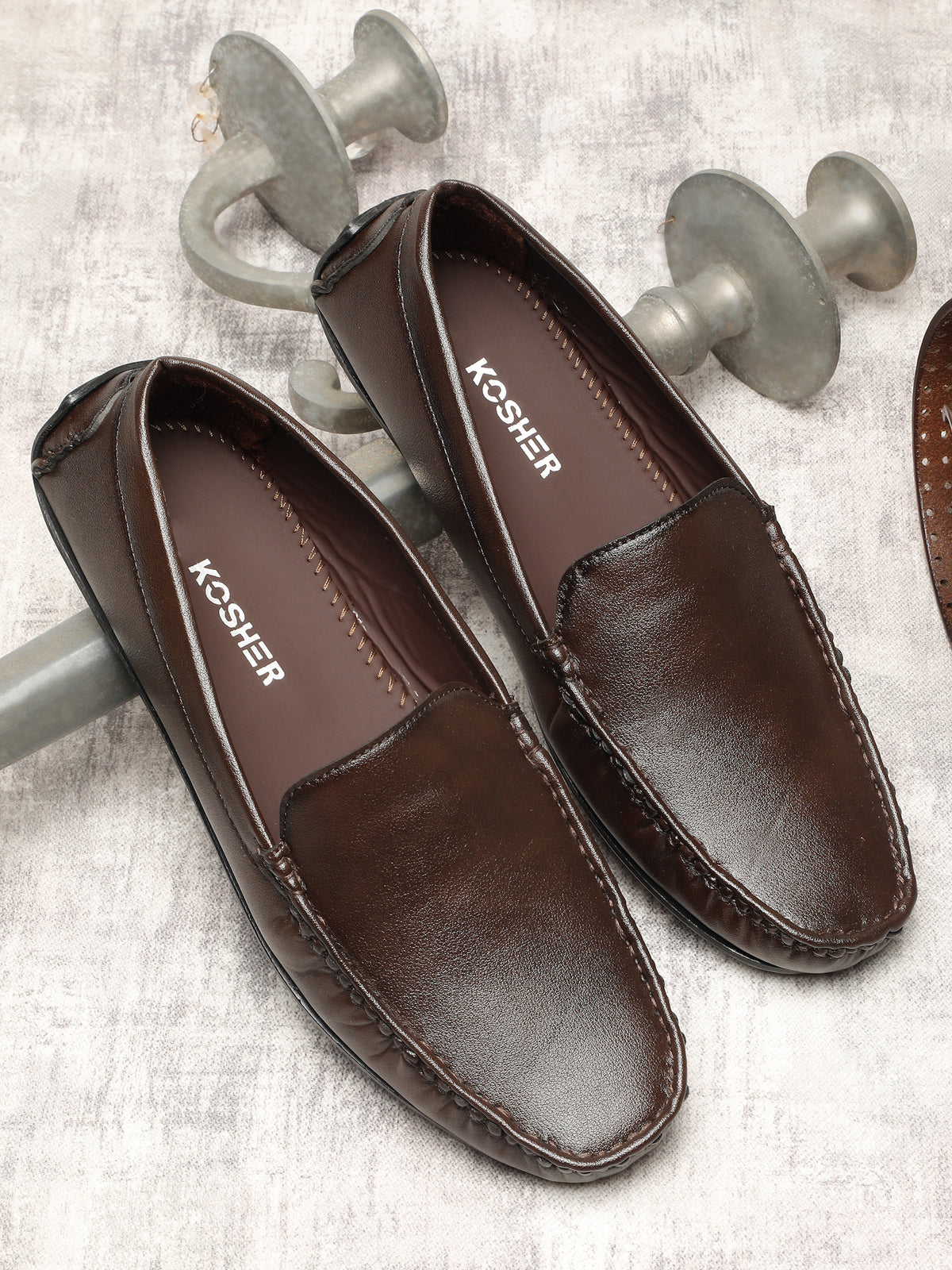 KOSHER Premium Brown Synthetic Leather Driving Loafers for Men – Lightweight, Comfortable Slip-On