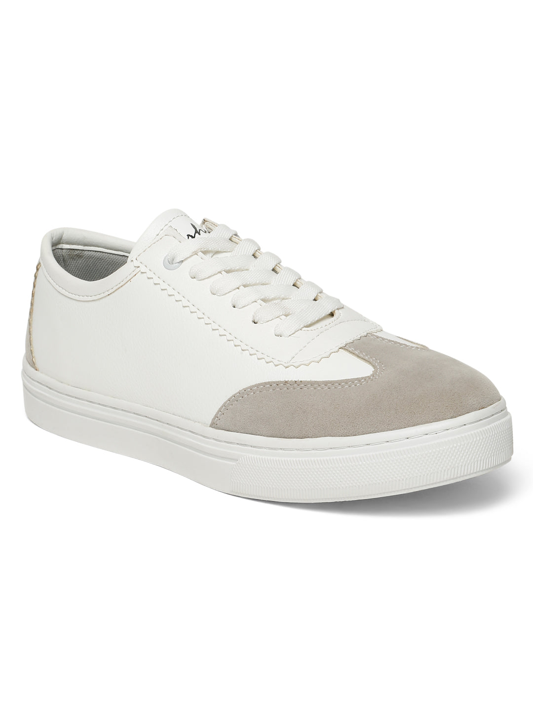 Kosher Suede and Synthetic Low-Top Sneakers in White and Beige