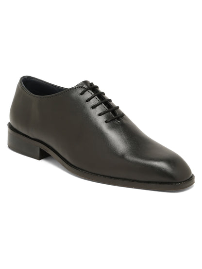 Kosher Men's Sleek Black Plain Toe Lace-Up Formal Shoes