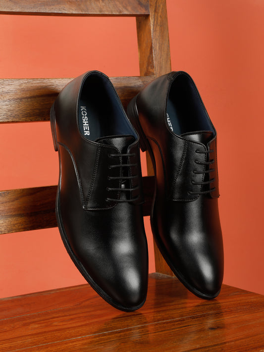 KOSHER Men’s Black Formal Shoes | Classic Lace-Up Derby Shoes