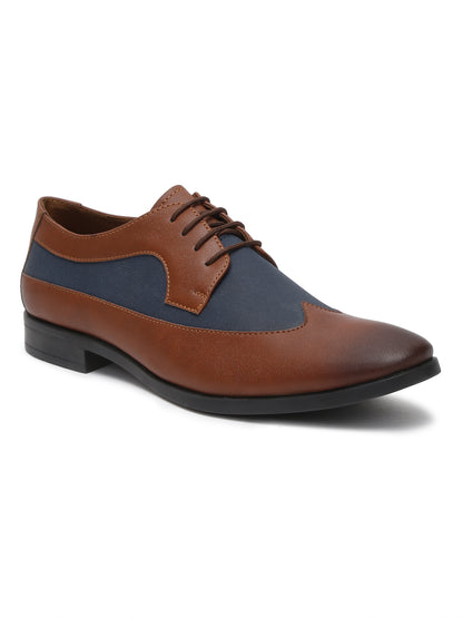 Kosher Tan/blue Color Lace-up Formal Shoes