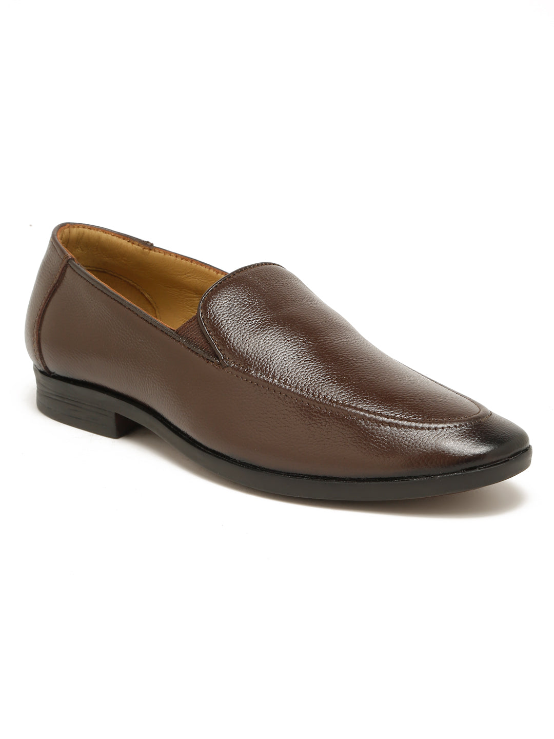 Kosher Men's Brown Textured Slip-On Formal & Casual Style