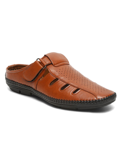 Kosher Tan Bantu Roman Faux Leather Men's Casual Sandal