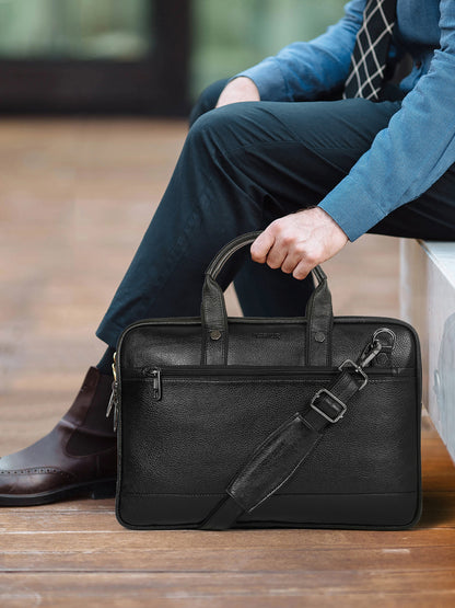 KOSHER Black Color Premium Genuine Leather Bag – Stylish, Spacious & Durable for Men / Women