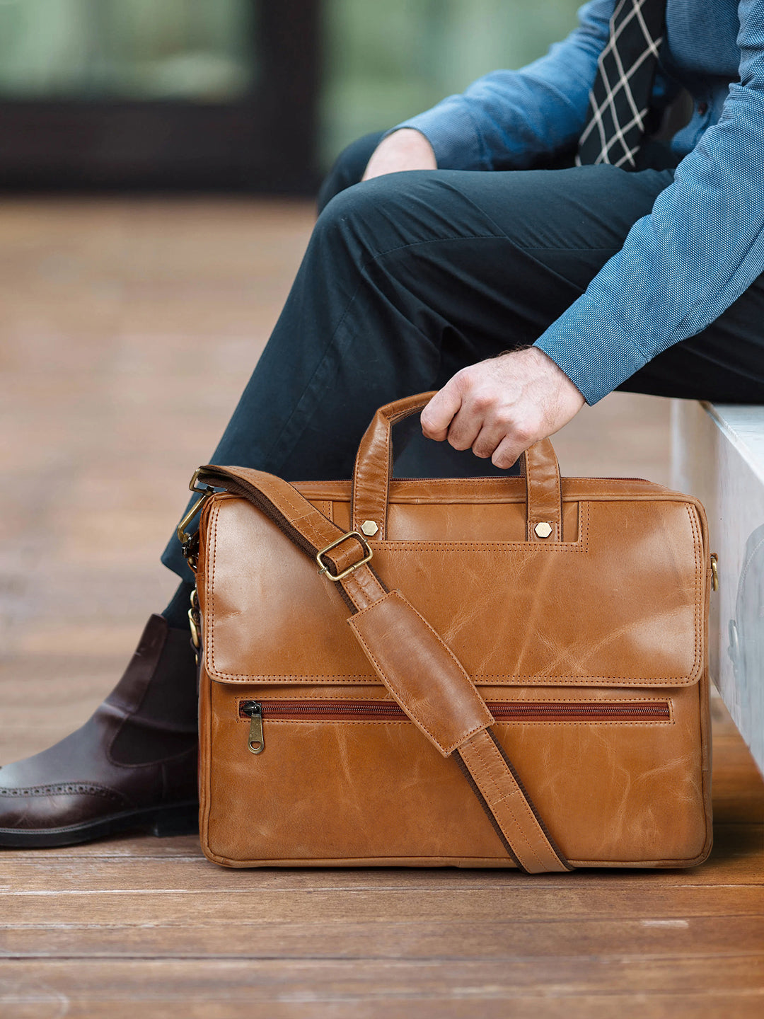 KOSHER Premium Genuine Leather Laptop Bag – Classic Professional Messenger Bag with Shoulder Strap for Men / Women