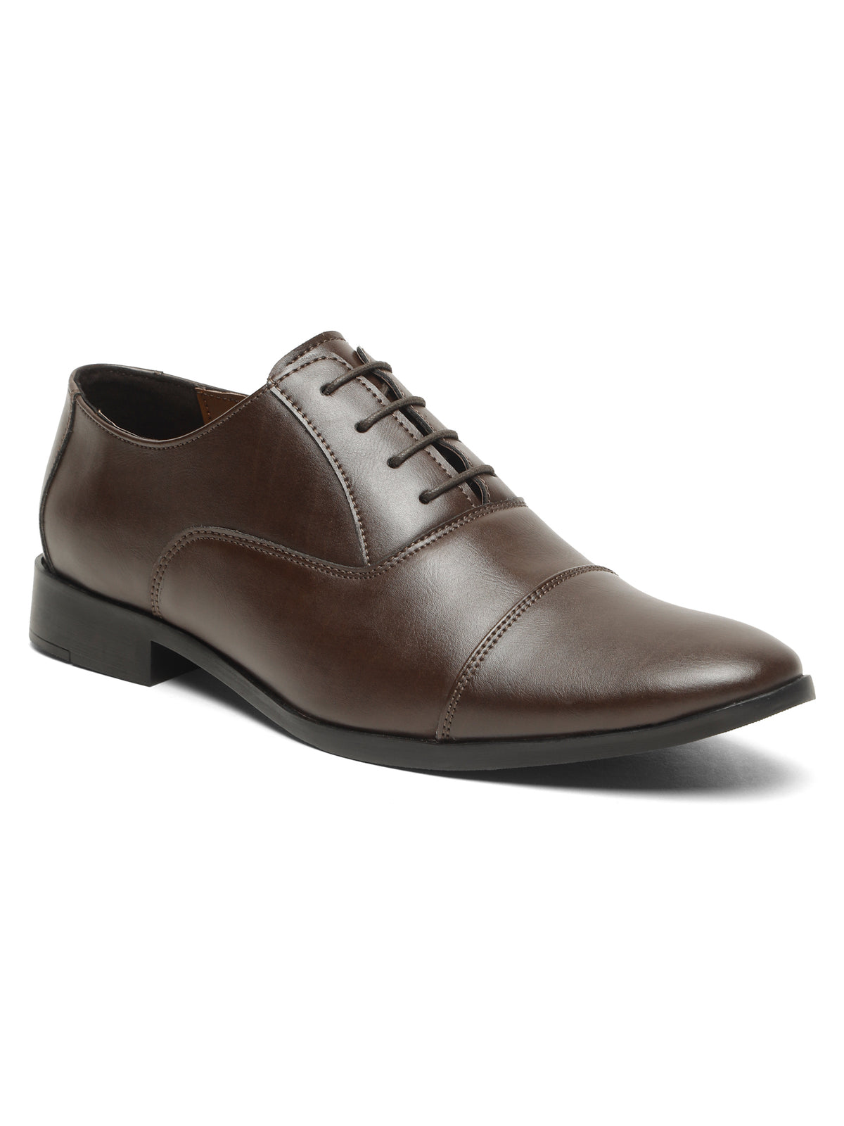 KOSHER Men's Classic Brown Cap-Toe Formal Oxford Shoes for Office Wear
