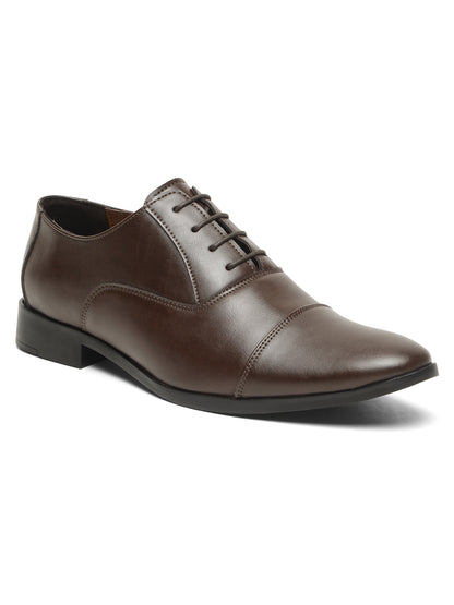 KOSHER Men's Classic Brown Cap-Toe Formal Oxford Shoes for Office Wear