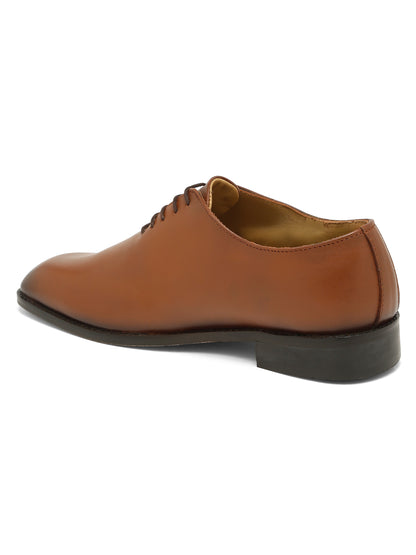 Kosher Men's Sleek Tan Plain Toe Lace-Up Formal Shoes