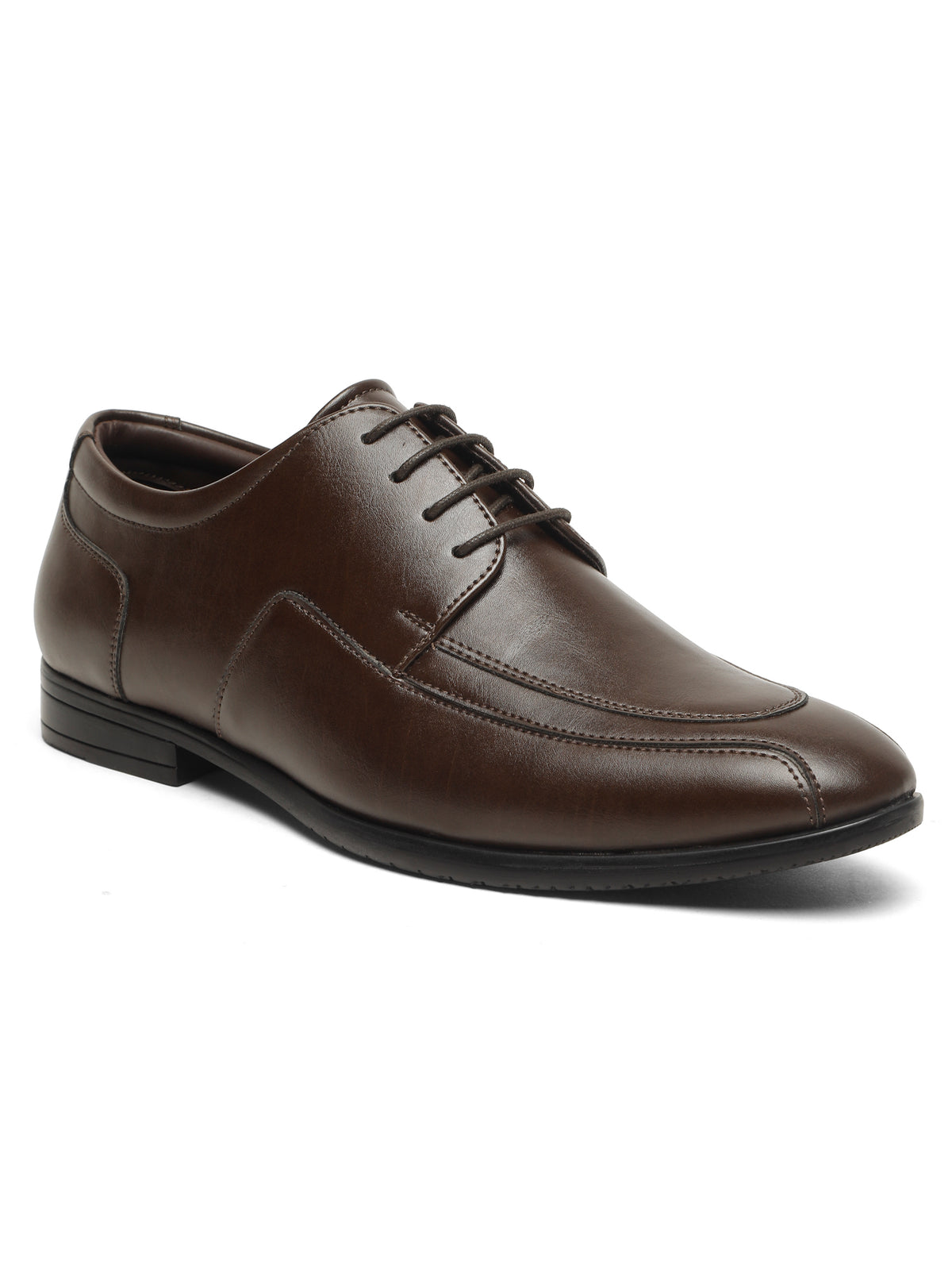 KOSHER Men's Brown Synthetic Leather Lace-Up Formal Derby Shoes