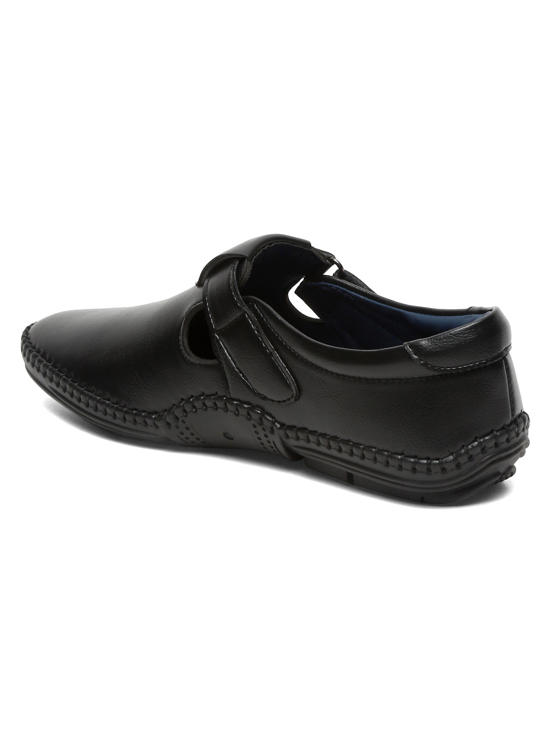 Kosher Black Roman Faux Leather Men's Casual Sandal