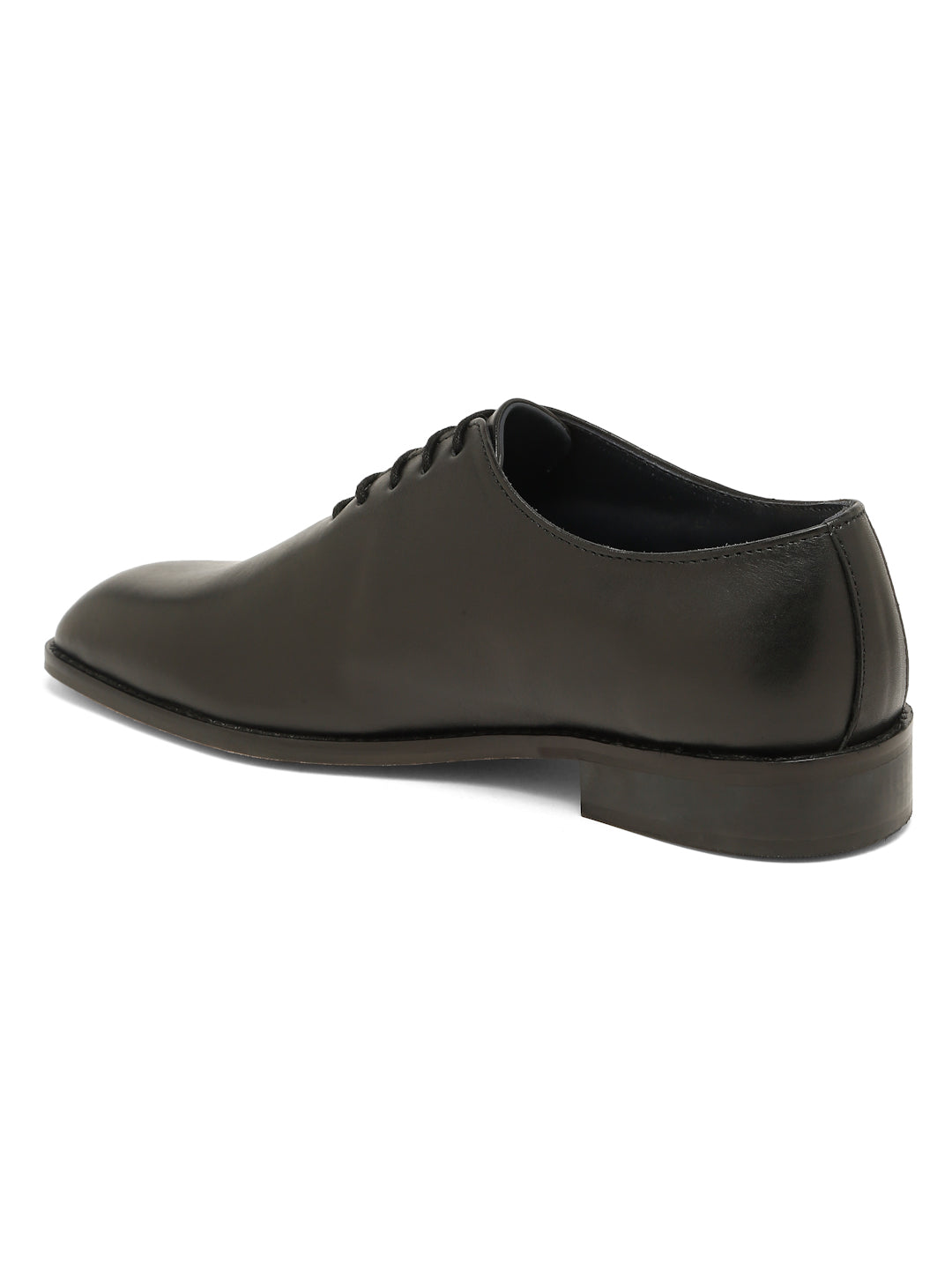 Kosher Men's Sleek Black Plain Toe Lace-Up Formal Shoes