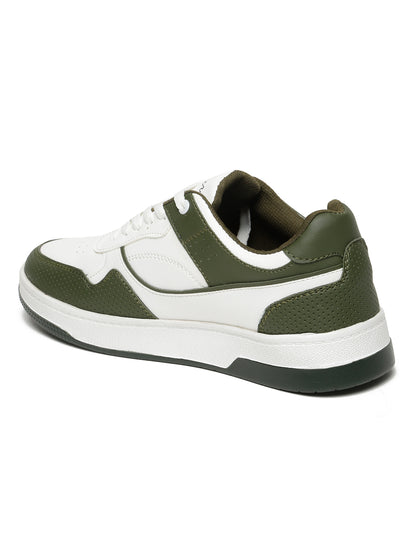 Kosher Olive Green & White Sneakers For Men