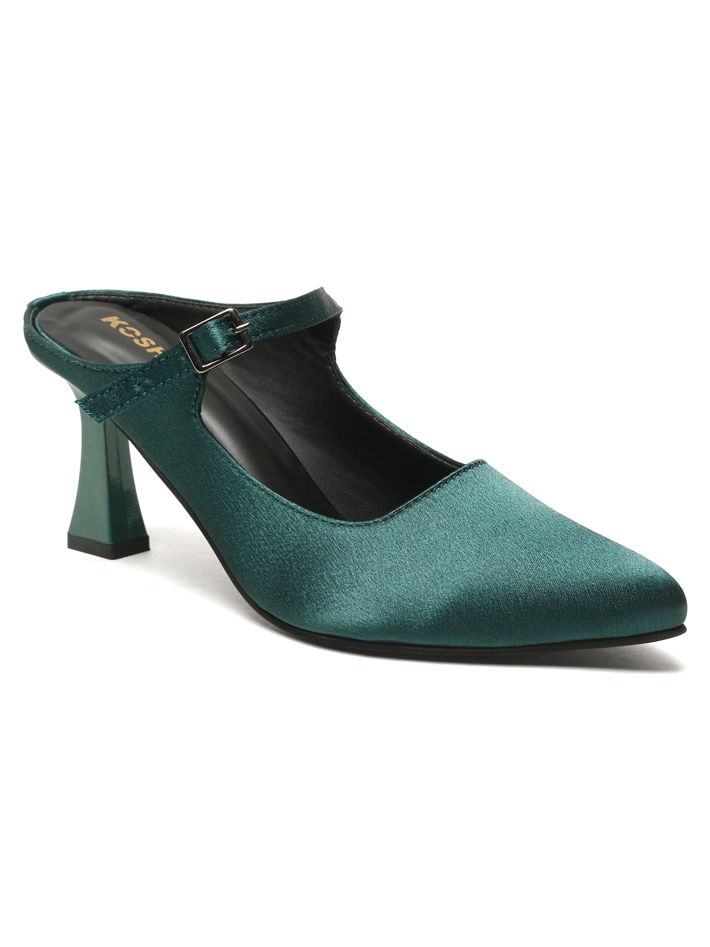 Kosher Women's Green Mules Heels – Elegant Pointed Toe Slip-On Pumps