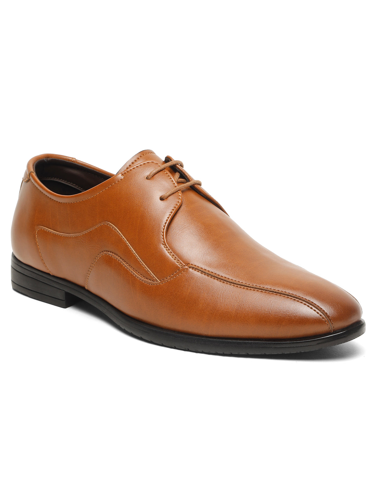 KOSHER Men Solid Tan Lace-Up Formal Derby Shoes