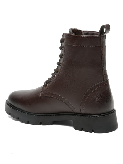 Kosher Elegant Ladies Brown Colour Lace-Up Boots - Stylish & Comfortable