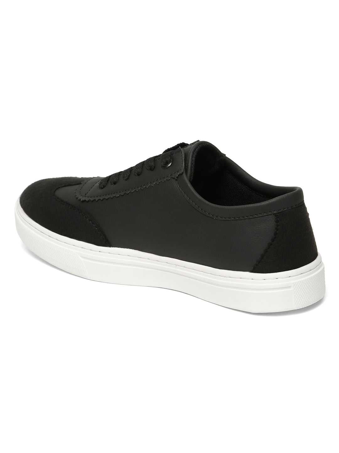 Kosher Black Suede & Synthetic Leather Low-Top Sneakers