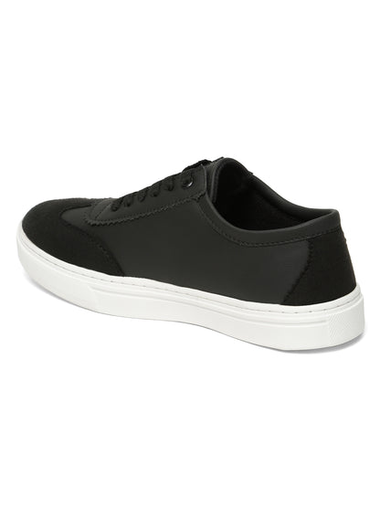 Kosher Black Suede & Synthetic Leather Low-Top Sneakers
