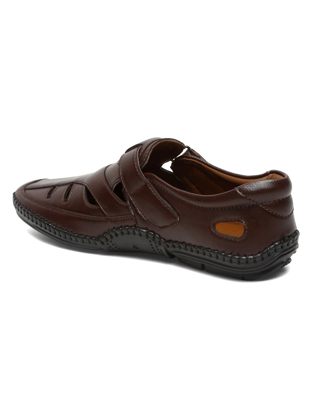 Kosher Brown Roman Faux Leather Men's Casual Sandal