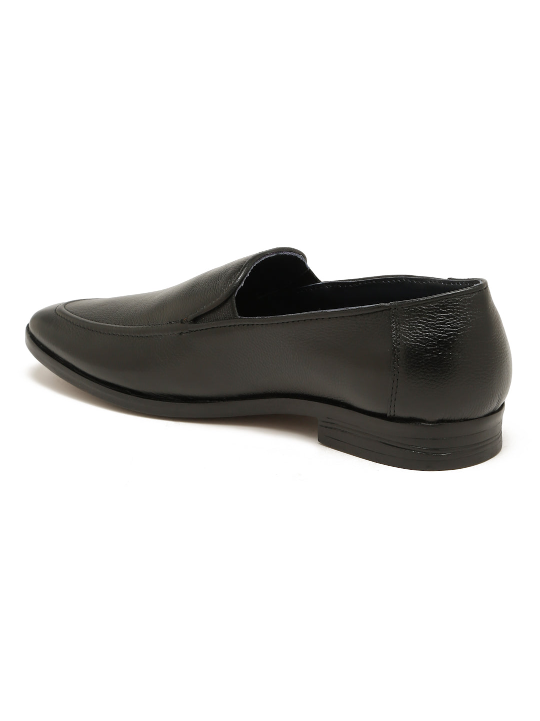 Kosher Men's Black Textured Slip-On Formal Shoes