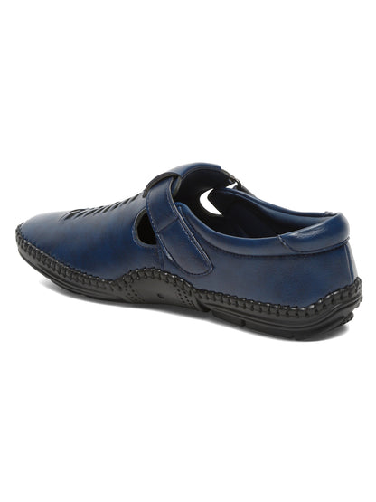 Kosher Navy Roman Faux Leather Men's Casual Sandal