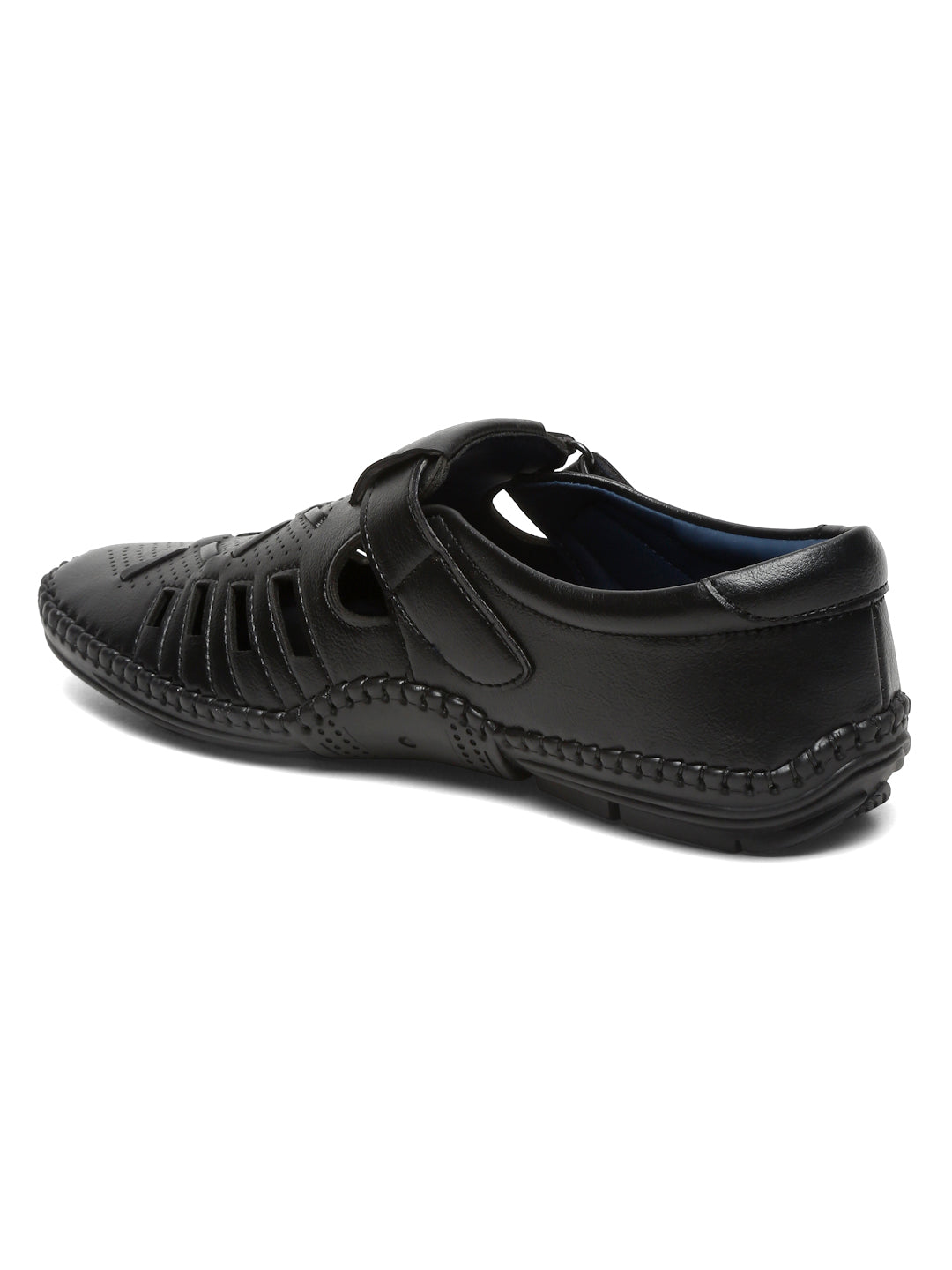 Kosher Black Roman Faux Leather Men's Casual Sandal