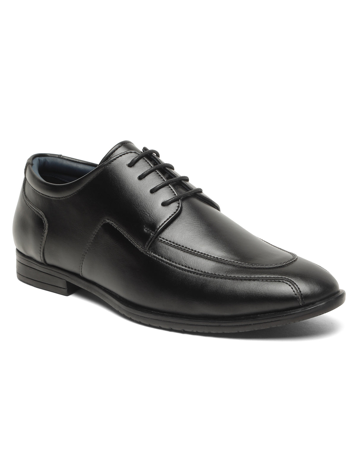 KOSHER Men's Black Synthetic Leather Lace-Up Formal Derby Shoes